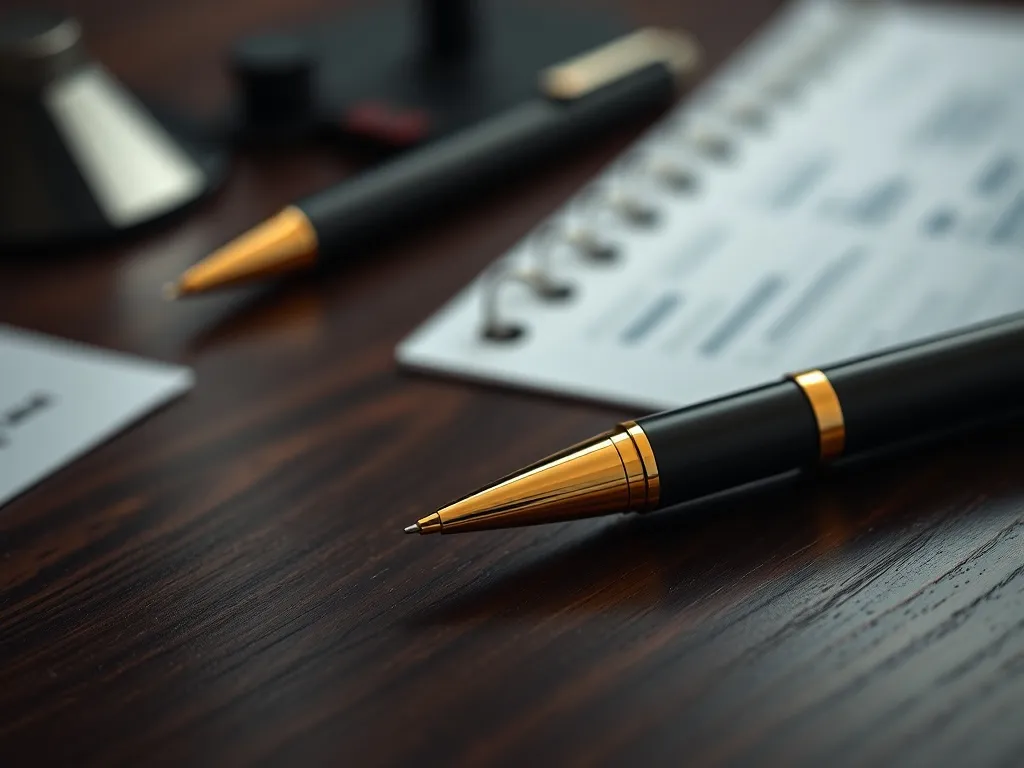 A high-quality close-up of a professional dark wooden desk w